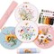 4Pcs Embroidery kits for beginners, Including Printed Embroidery Cloth with flower Patterns, 4 Plastic Embroidery Rings, 1 Pair of Scissors, Colored Threads, Needles and an Embroidery Instructions